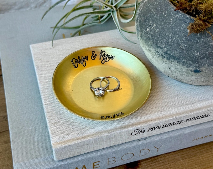 Brass Ring Dish with Flat Bottom – Personalized 21st Anniversary Gift