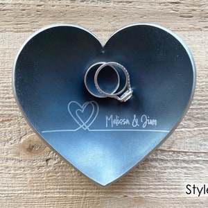 Iron Heart Ring Dish 6th Anniversary Gift for Her / Engagement Gift / Valentine&#39;s gift - Personalize Engrave - Wanderweg Shop