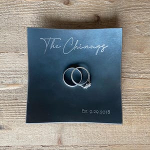 Square Iron Dish / 6th Anniversary Gift / Ring Holder / Valet Tray / Catchall - Personalize Engrave - 3.75&quot; Square - Wanderweg Shop