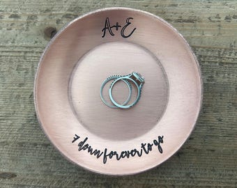 Copper Ring Dish with Flat Bottom - Personalized 7th or 22nd Anniversary Gift