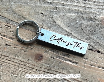 Customized Aluminum Flat Keychain / Personalized Gift for Boyfriend or Girlfriend / Handmade 10 year Aluminum Anniversary Gift