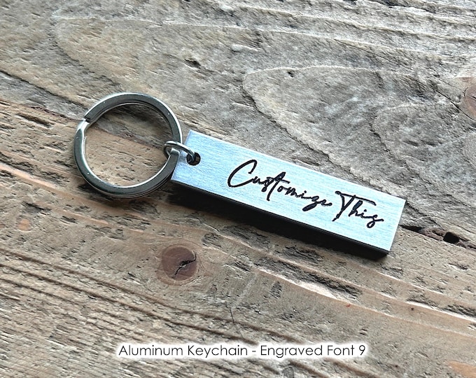 Customized Aluminum Flat Keychain / Personalized Gift for Boyfriend or Girlfriend / Handmade 10 year Aluminum Anniversary Gift
