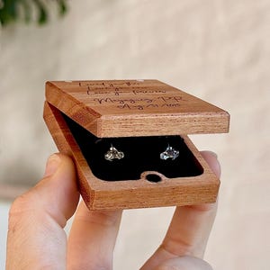 Personalized Wooden Stud Earring Box: Flip-Up Gift Presentation - Wanderweg Shop image 10