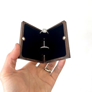 Personalized Rotating Wooden Wedding Ring Box - Dual Kinetic Ceremony Box