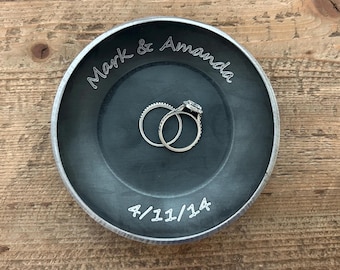 Steel Ring Dish with Flat Bottom - Personalized 11th Anniversary Gift