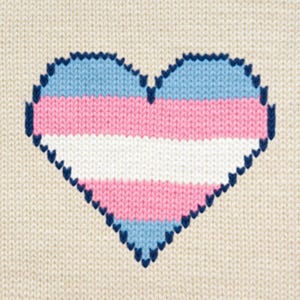 Cœur rayé rose, bleu et blanc, carte - Téléchargement numérique PDF - Diagramme transgenre Colorwork en intarsia et instructions écrites