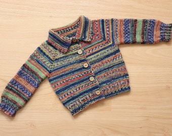 Multicolor kids cardigan knit baby sweater wool girl sweater baby boy sweater hand knit wool sweater raglan sweater winter cardigan boho