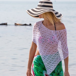 Knit summer poncho women shrug white cotton beach cover up shoulder coverup swimsuit wrap wedding top crochet loose crop shawl