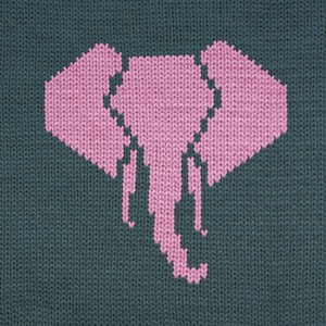 Geometric Elephant Knitting Chart - PDF diagram and written instructions - for machine knitting, Intarsia, Duplicate Stitch, Fair Isle