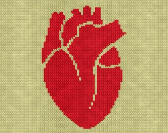 Anatomical Heart Knitting Chart – PDF Pattern for Machine & Hand