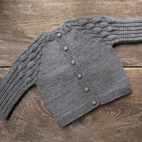 READY TO SHIP 6-9 months Gray baby girl sweater baby cardigan toddler cardigan infant sweater handknit cardigan newborn jacket kids knit