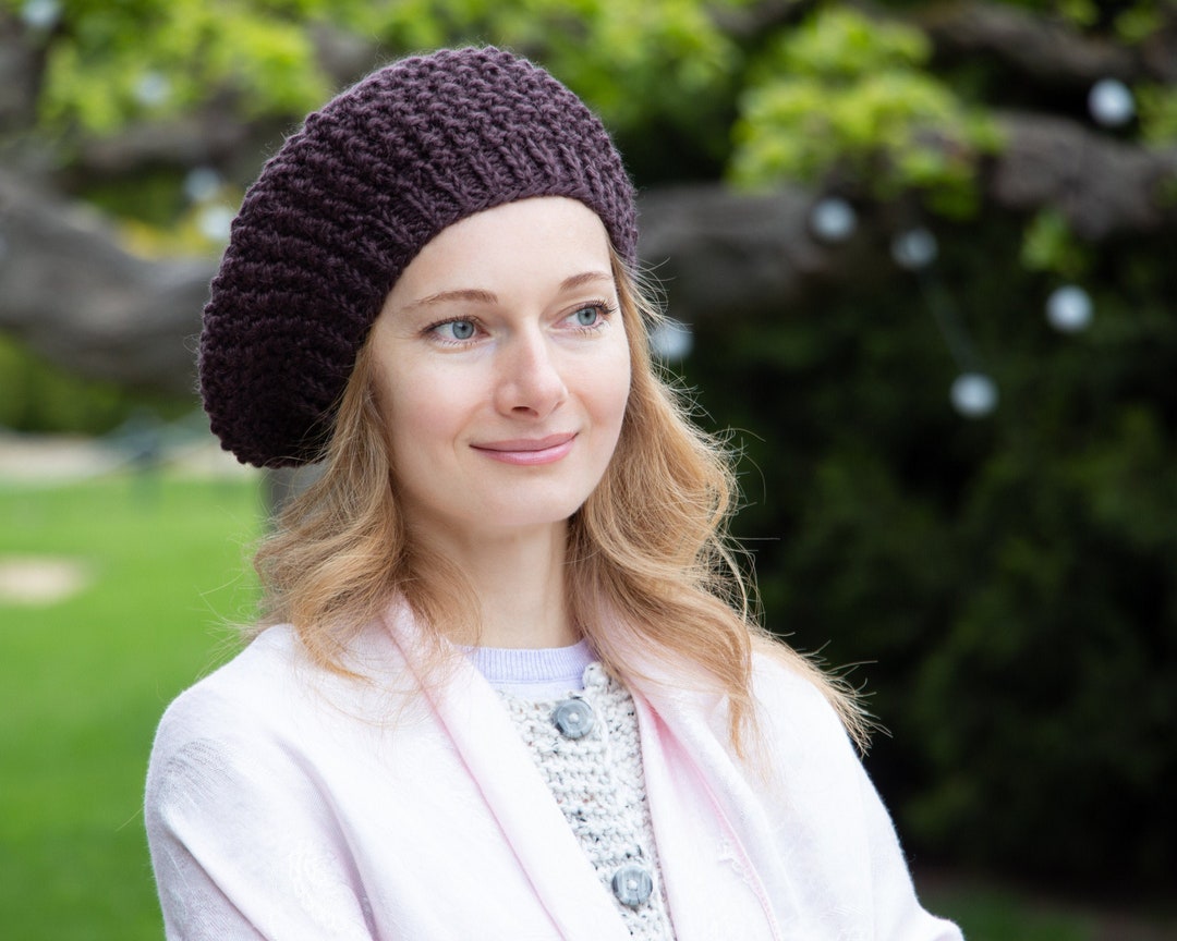 Dark Brown French Beret Hand Knit Crochet Hat Chocolate  display picture 1