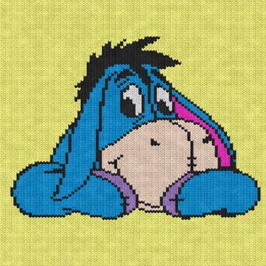 Eeyore Friend Chart – PDF Pattern for Machine & Hand Knitting, Intarsia, Fair Isle, Duplicate Stitch, Tapestry Crochet Projects