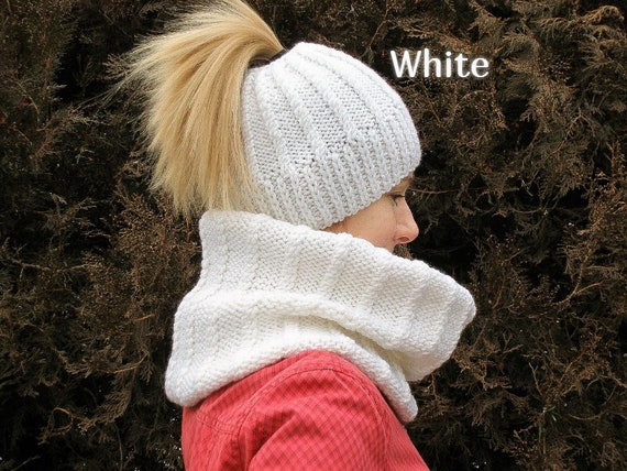 wool ponytail beanie