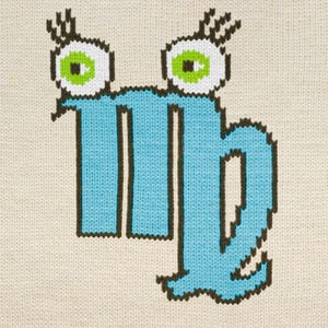 Gráfico divertido de tejido de punto de Virgo - Descarga digital en PDF Gráfico del signo del zodíaco de ojos grandes y pestañas largas Diagrama de motivo de intarsia para niños Puntada duplicada
