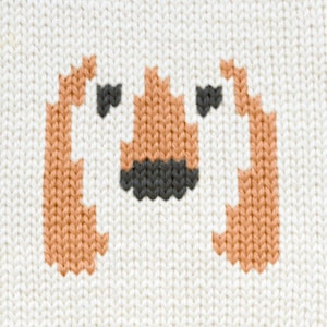 Dachshund Face Knitting Chart - Dog with long ears Portrait motif intarsia color work dublicate stitch fair isle - PDF instant download