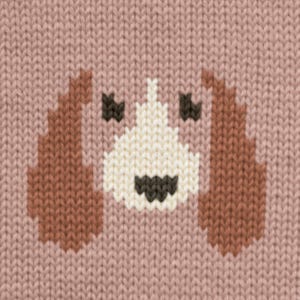 Cocker Spaniel Knitting Chart - floppy ears dog graph and written knit pattern - dublicate stitch intarsia motif for kids beanies & sweaters