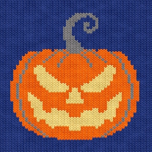 Stickschema för Halloweenpumpa – PDF-mönster för maskin- och handstickad intarsia, Fair Isle-diagram, färglägga duplicerade stygn