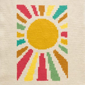 Abstracte Sun Bauhaus-stijlkaart, digitale pdf-download, intarsia-grafiek en schriftelijke instructies voor hand- en machinaal breien, breipatroon