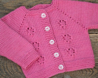 Pink girl sweater knit baby sweater pink kids cardigan knit baby jacket pink baby girl coat baby wool coat baby winter sweater raglan sleeve