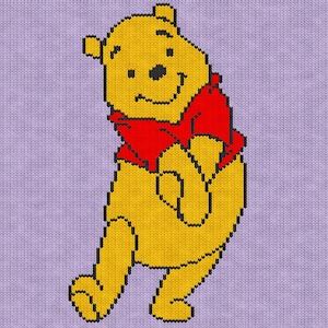 Winnie the Pooh Knitting Chart – PDF Pattern for Machine & Hand Knitting, Intarsia, Fair Isle, Duplicate Stitch Knit Bear Disney colorwork