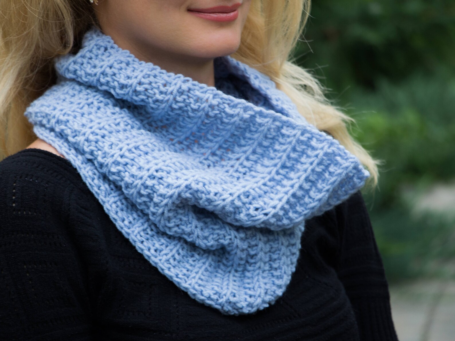Light blue scarf women infinity scarf hand knit neck warmer Etsy