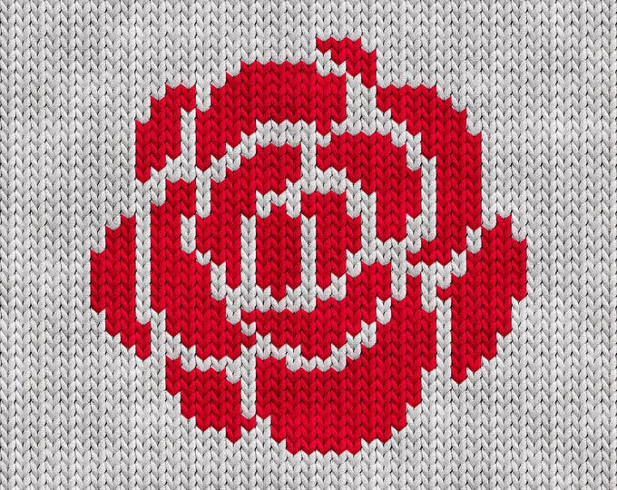 Red Rose Flower Knitting Chart – PDF Pattern for Machine & Hand ...