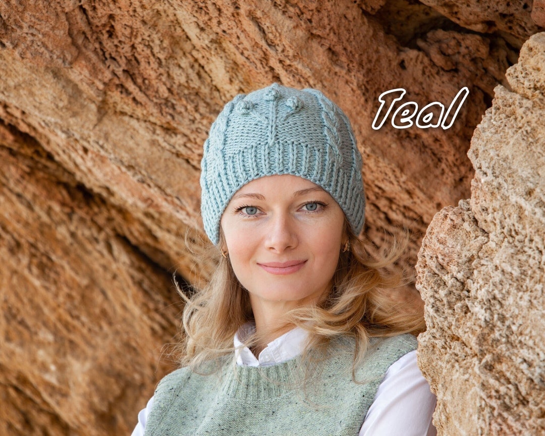 Teal Knit Hat Women Green Beanie Hat Women Knit Hat Winter Etsy