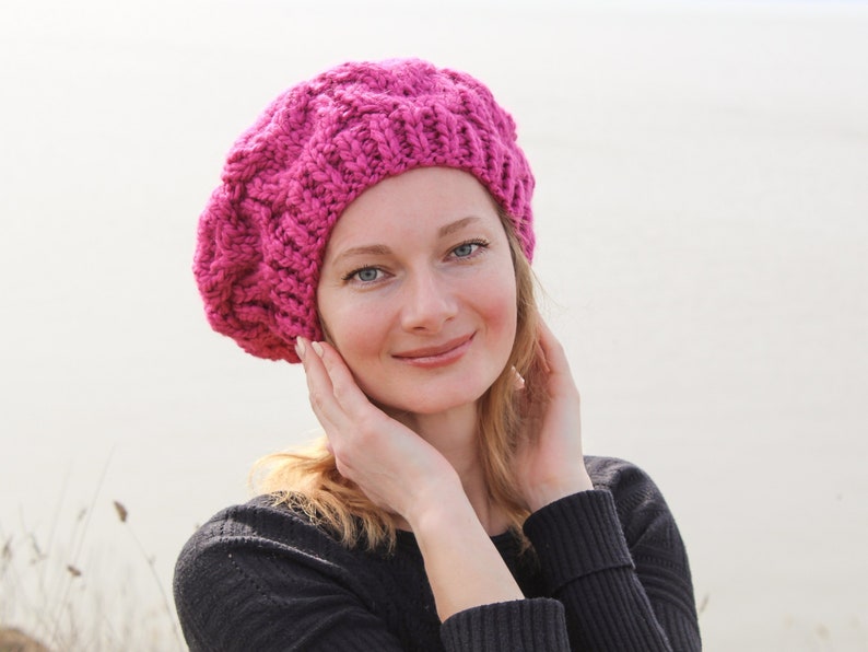 Knit Wool Beret Women French Beret Hat Chunky Winter Beret Etsy UK