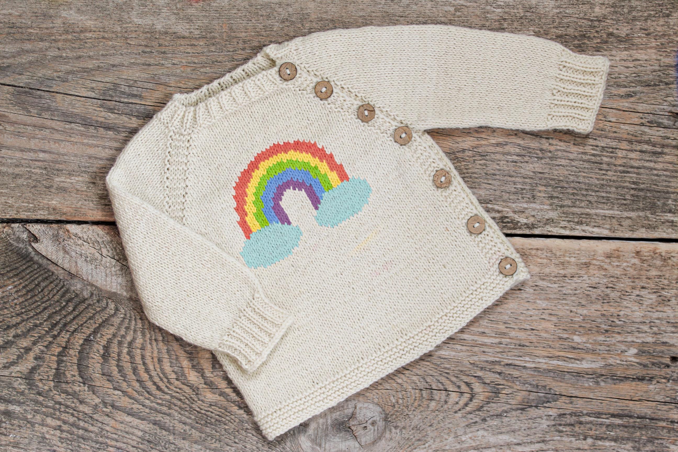 Colorful Rainbow Knitting Chart for Baby Cardigans – PDF Knit Pattern ...