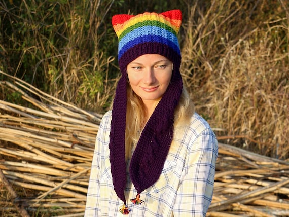 Men Women LGBT Pride Rainbow Skull Hat Beanie Cap Winter Knit Hat Cap