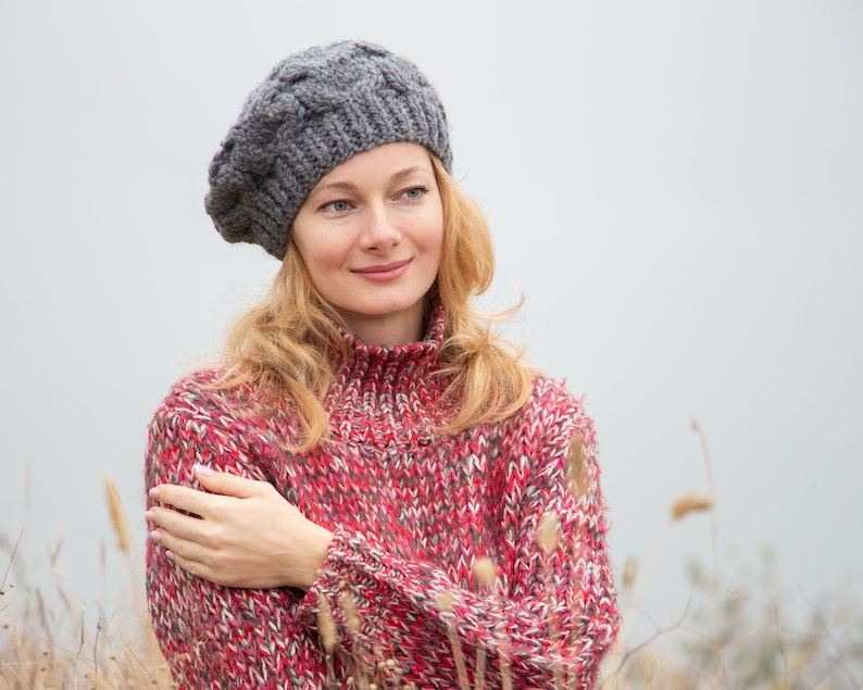 Knit Wool Beret Women French Beret Hat Chunky Winter Beret Etsy UK