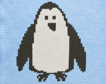 Diagrama de punto de pingüino navideño, patrón de tejido para tejer a mano y a máquina, diagrama de intarsia con instrucciones escritas, descarga digital en formato PDF