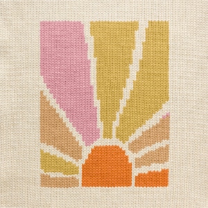 Abstracte Sun Bauhaus-stijlkaart, digitale pdf-download, intarsia-grafiek en schriftelijke instructies voor hand- en machinaal breien, breipatroon