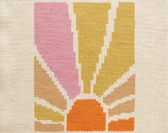 Abstract Sun Bauhaus Style Chart, PDF digital download, intarsia graph & written instructions for hand and machine knitting, knit pattern