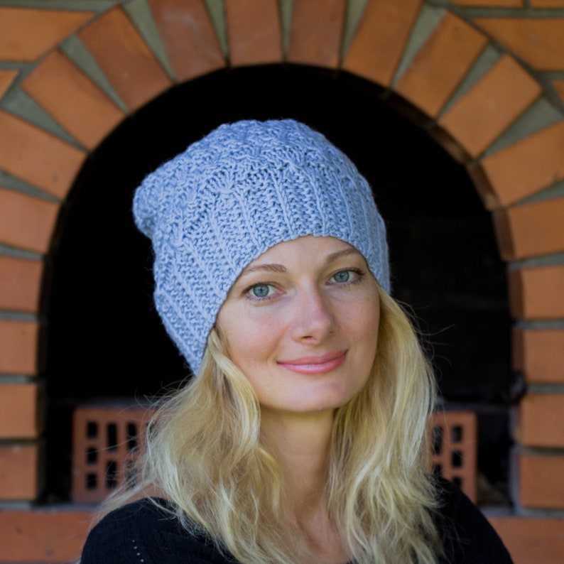 Light Blue Hat Women Knit Beanie Pale Blue Beanie Women Etsy
