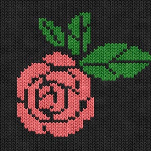 Rosenblüte Blumen-Strickkarte - PDF-Muster für Maschinen- & Handstricken, Intarsia, Fair Isle, Doppelstich Bloom-Jacquard-Farbarbeit