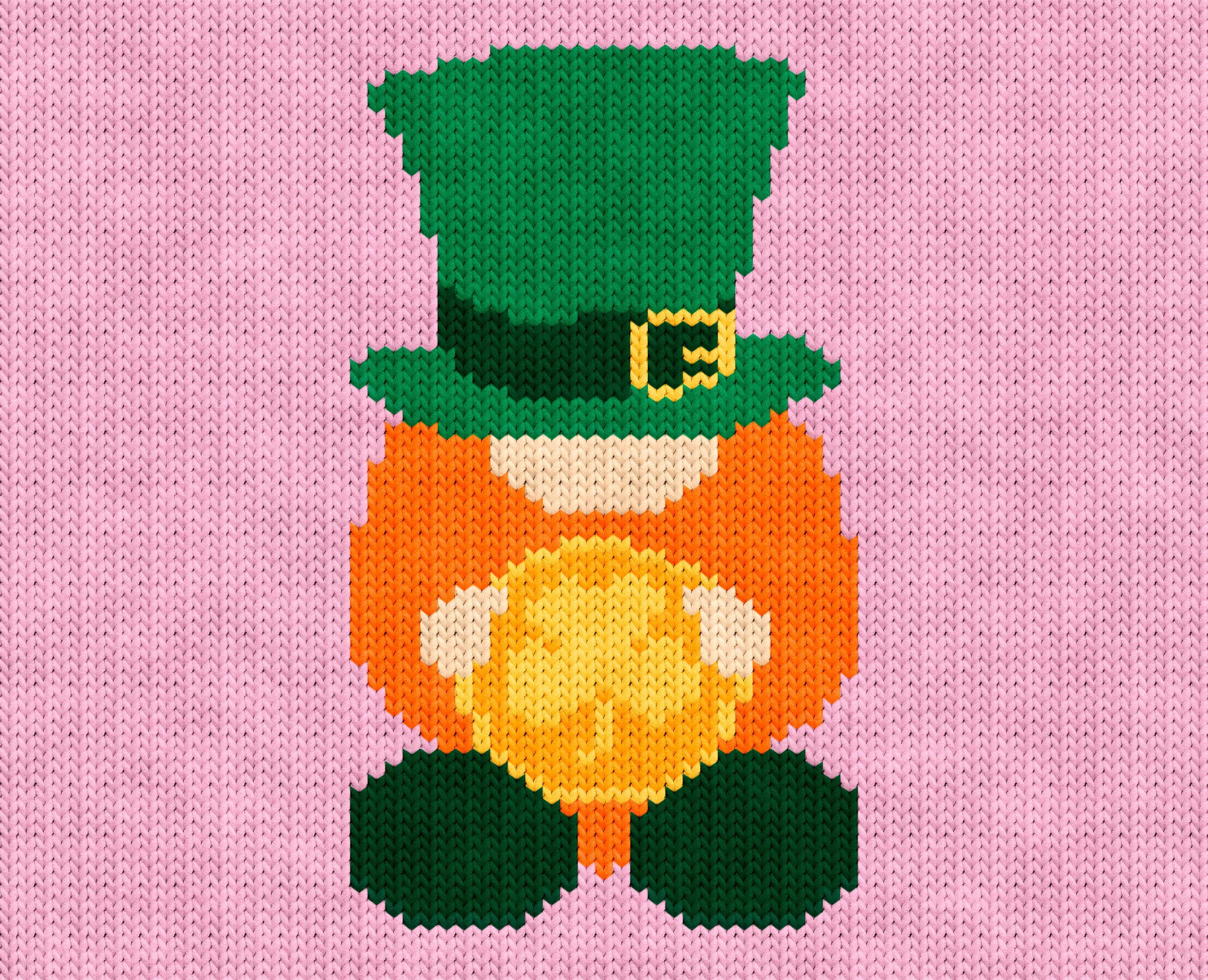 セントパトリックデーの幸運のノームとコイン編み図 – 機械編みと手編み、インターシャ、フェアアイル、重複ステッチの PDF パターン - Etsy 日本