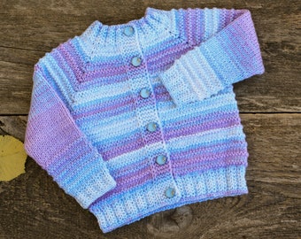 READY TO SHIP size 12 - 18 months Knit baby cardigan  striped sweater wool baby girl cardigan sweater rainbow baby sweater baby knit jumper