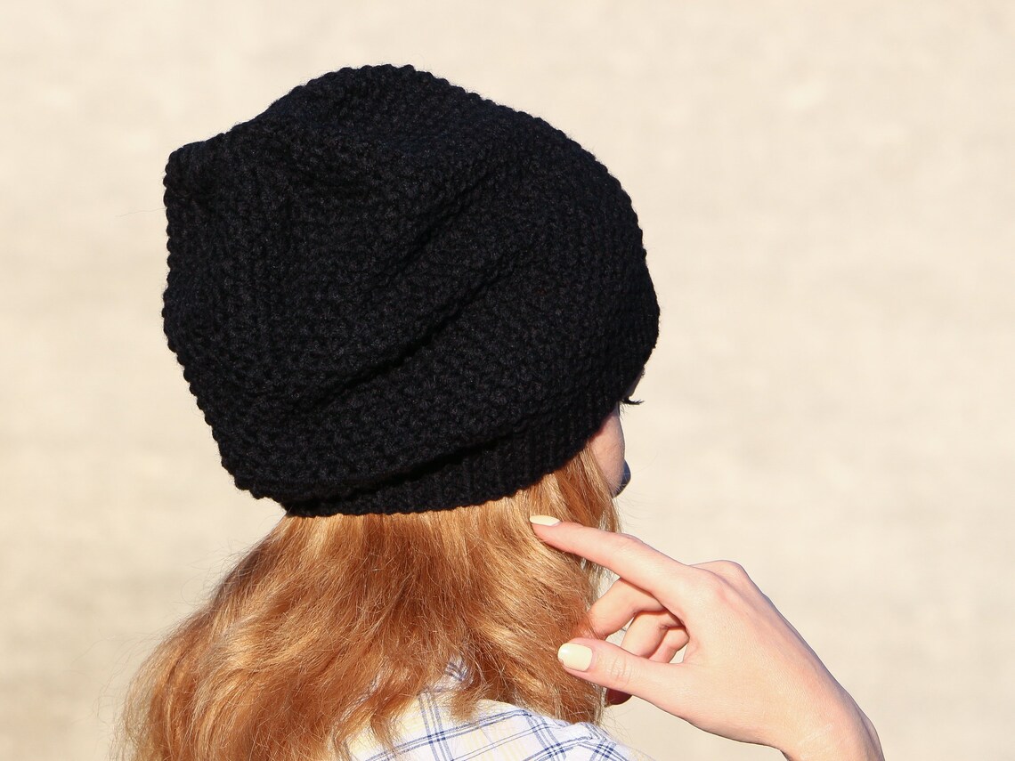 Large knit women hat women knit hat chunky knit hat beanie Etsy