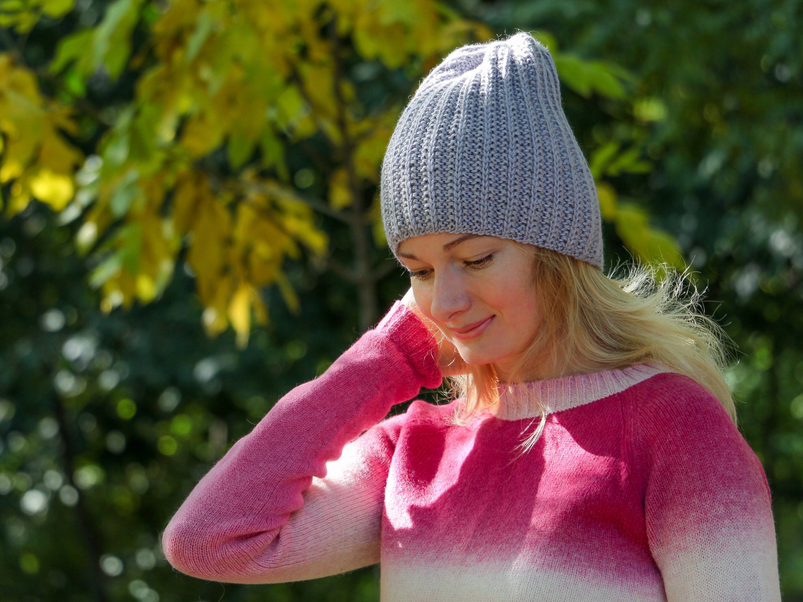 Knit Gray Hat Light Gray Beanie Women 