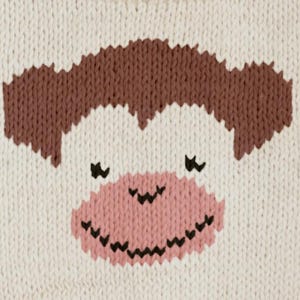 Cute Monkey Knitting Chart 30 stitches x 30 rows - PDF Pattern for Machine & Hand Knitting, Intarsia, Fair Isle, Duplicate Stitch colorwork