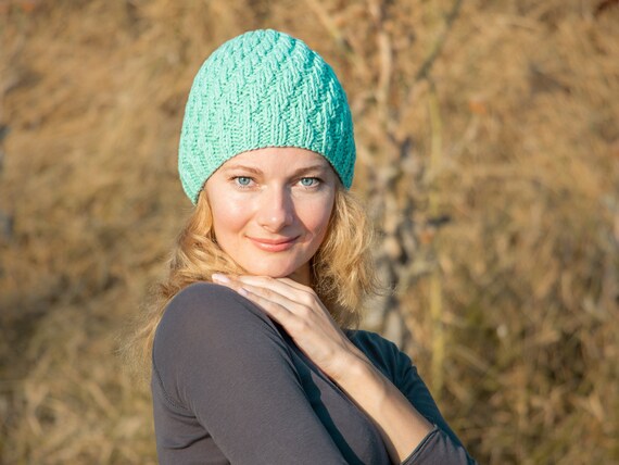 mint green beanie hat