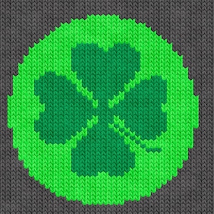 Breitabel Lucky Clover – pdf-patroon voor machinaal en met de hand breien, intarsia, Fair Isle, dubbele steek kleurwerk groene bladjacquard