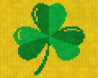 Lucky Shamrock Knitting Chart – PDF Pattern for Machine & Hand Knitting, Intarsia, Fair Isle, Duplicate Stitch colorwork jacquard