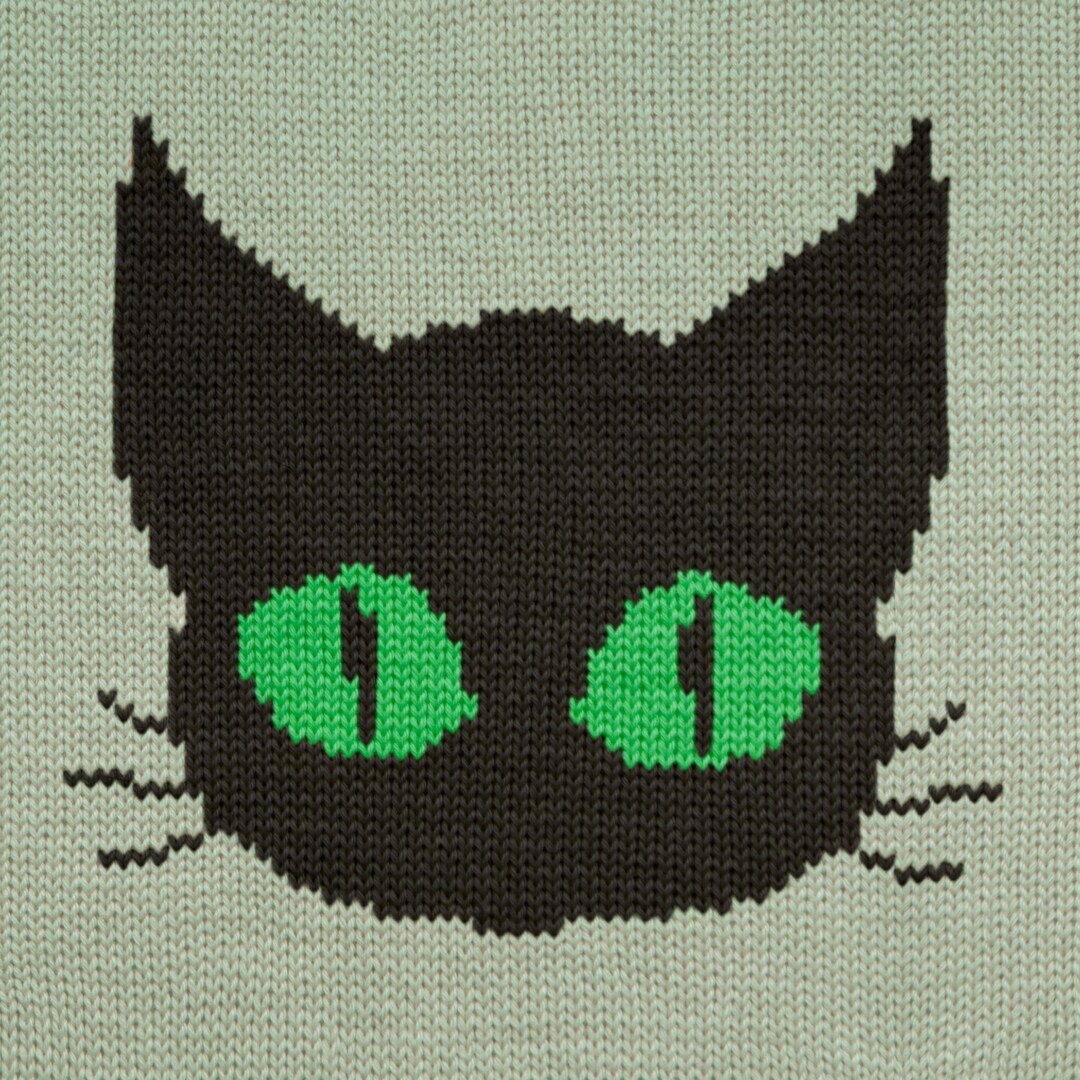 Black Cat Knit Pattern Print Men Long Robe