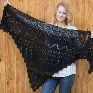 Hand-knit black alpaca shawl, Lightweight Triangle Scarf, Warm Minimalist Knitted Wrap,  Bridesmaid Shawl, Wedding Shawl, Bridal Wrap