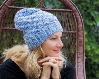 Light Blue Hat Women Knit Beanie Pale 