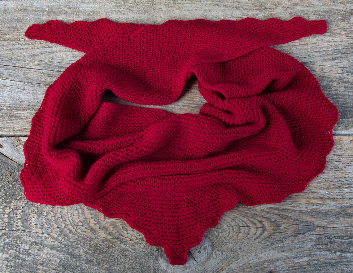 Small triangle scarf hand knit women shawl neck wrap wool Etsy