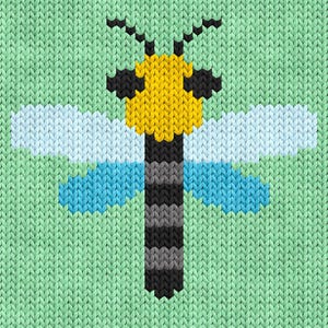 Elegant Dragonfly Knitting Chart – PDF Pattern for Machine & Hand Knitting, Intarsia, Fair Isle, Duplicate Stitch colorwork